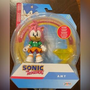 Sonic The Hedgehog Classic Amy 4" Figure Jakks Pacific Yellow Chaos Emerald 2024